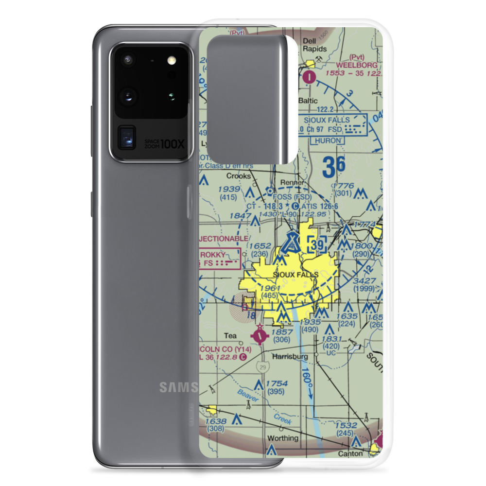 Joe Foss Field Airport (FSD) VFR Sectional Samsung Case Samsung Galaxy S20 Ultra model shown