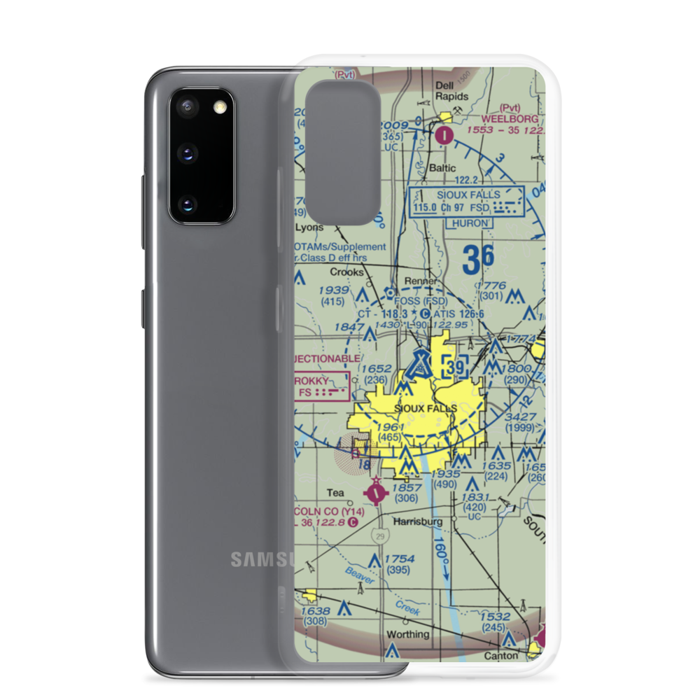 Joe Foss Field Airport (FSD) VFR Sectional Samsung Case Samsung Galaxy S20 model shown