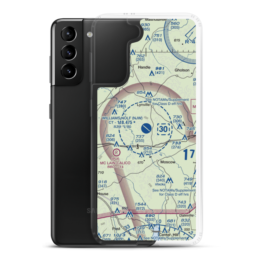 Joe Williams Nolf Airport (NJW) VFR Sectional Samsung Case Samsung Galaxy S21 Plus model shown