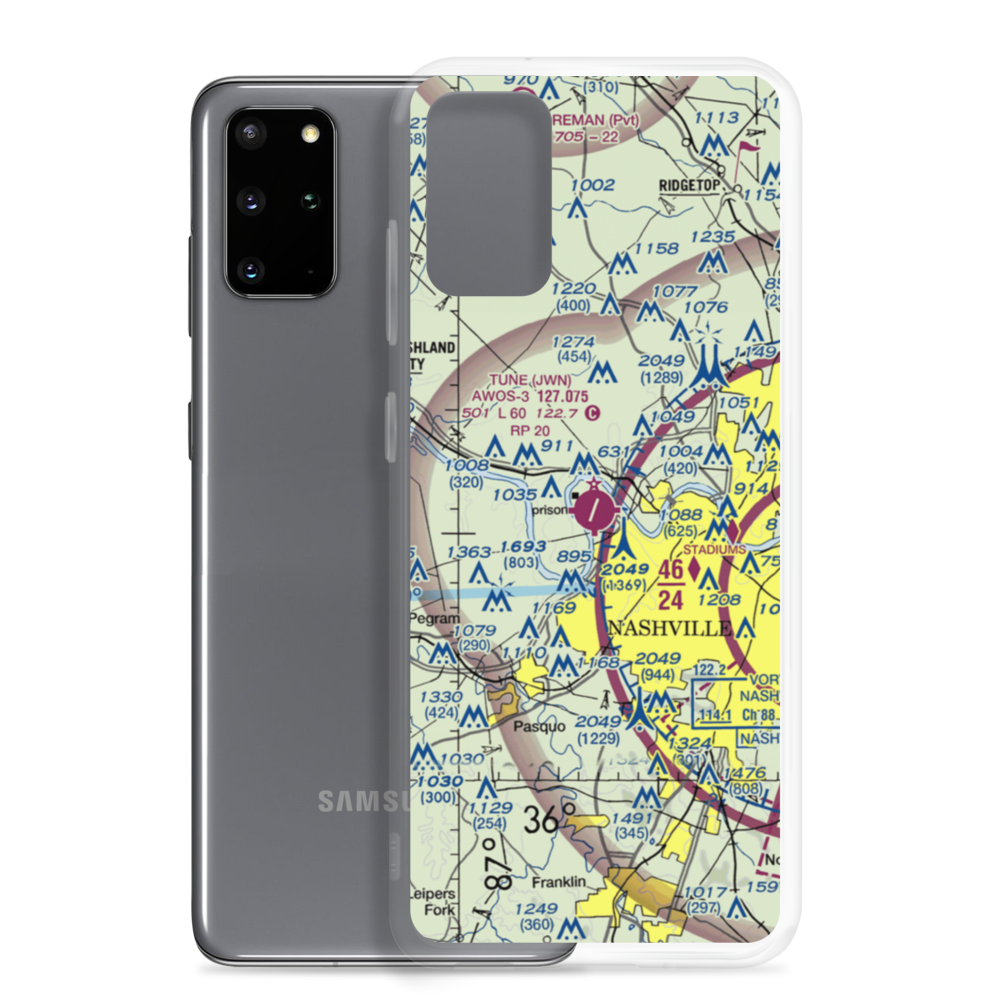 John C Tune Airport (JWN) VFR Sectional Samsung Case Samsung Galaxy S20 Plus model shown