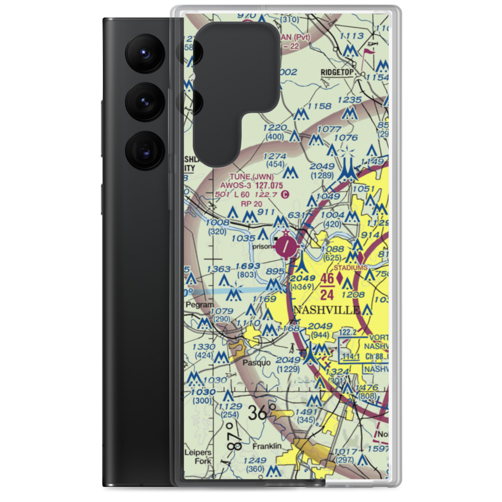 John C Tune Airport (JWN) VFR Sectional Samsung Case Samsung Galaxy S22 Ultra model shown