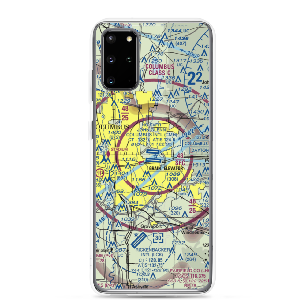 John Glenn Columbus International Airport (CMH) VFR Sectional Samsung Case Samsung Galaxy S20 Plus model shown