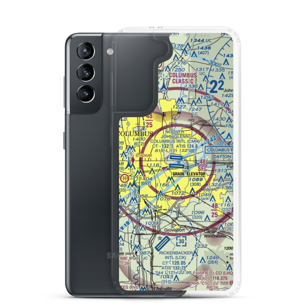 John Glenn Columbus International Airport (CMH) VFR Sectional Samsung Case Samsung Galaxy S21 model shown