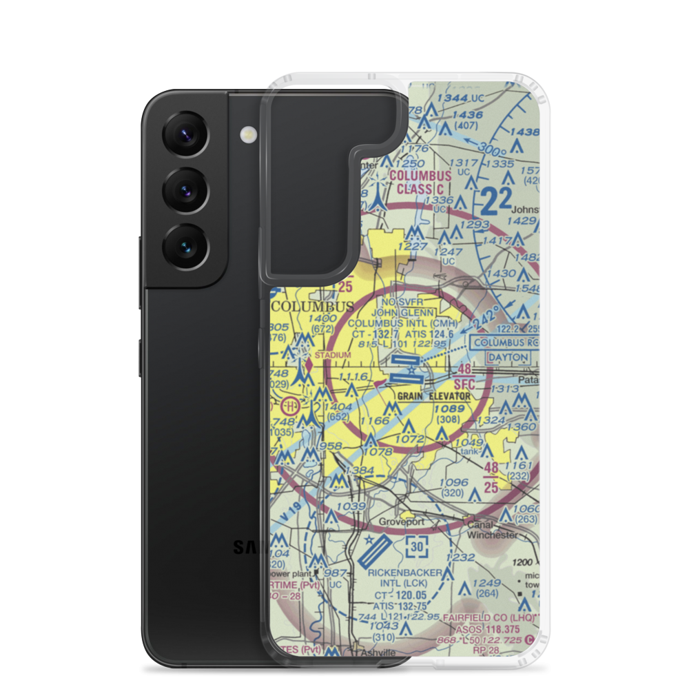John Glenn Columbus International Airport (CMH) VFR Sectional Samsung Case Samsung Galaxy S22 model shown