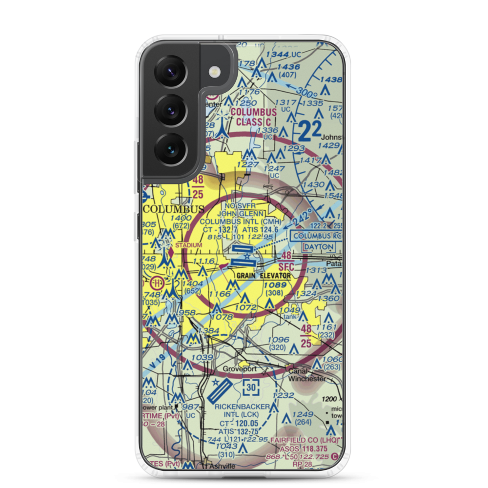 John Glenn Columbus International Airport (CMH) VFR Sectional Samsung Case Samsung Galaxy S22 Plus model shown