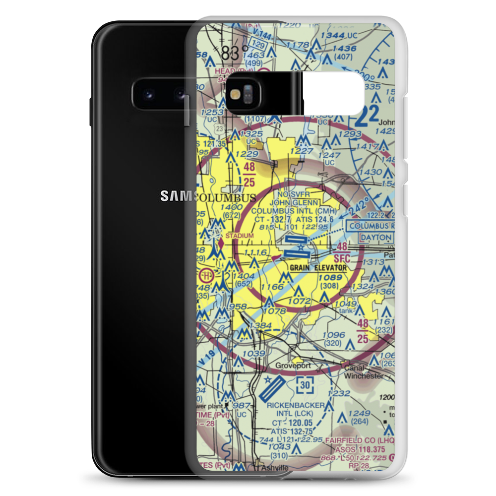 John Glenn Columbus International Airport (CMH) VFR Sectional Samsung Case Samsung Galaxy S10+ model shown