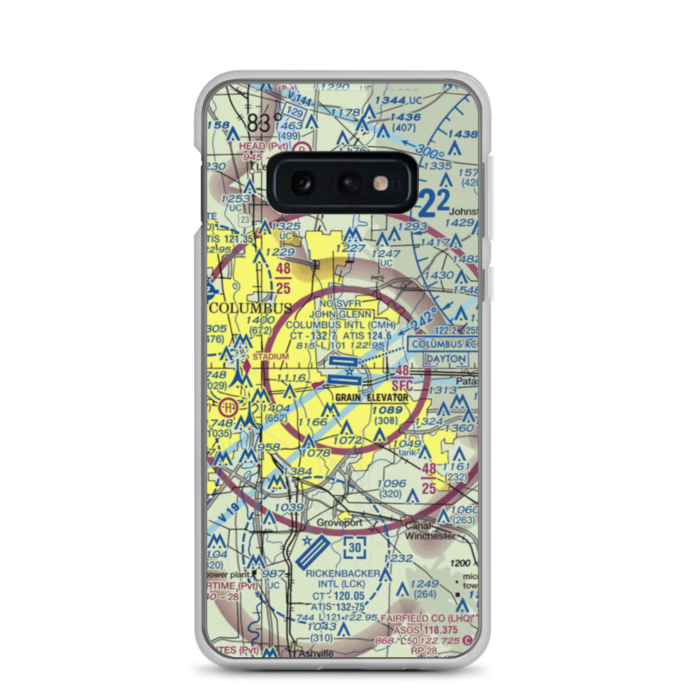 John Glenn Columbus International Airport (CMH) VFR Sectional Samsung Case Samsung Galaxy S10e model shown