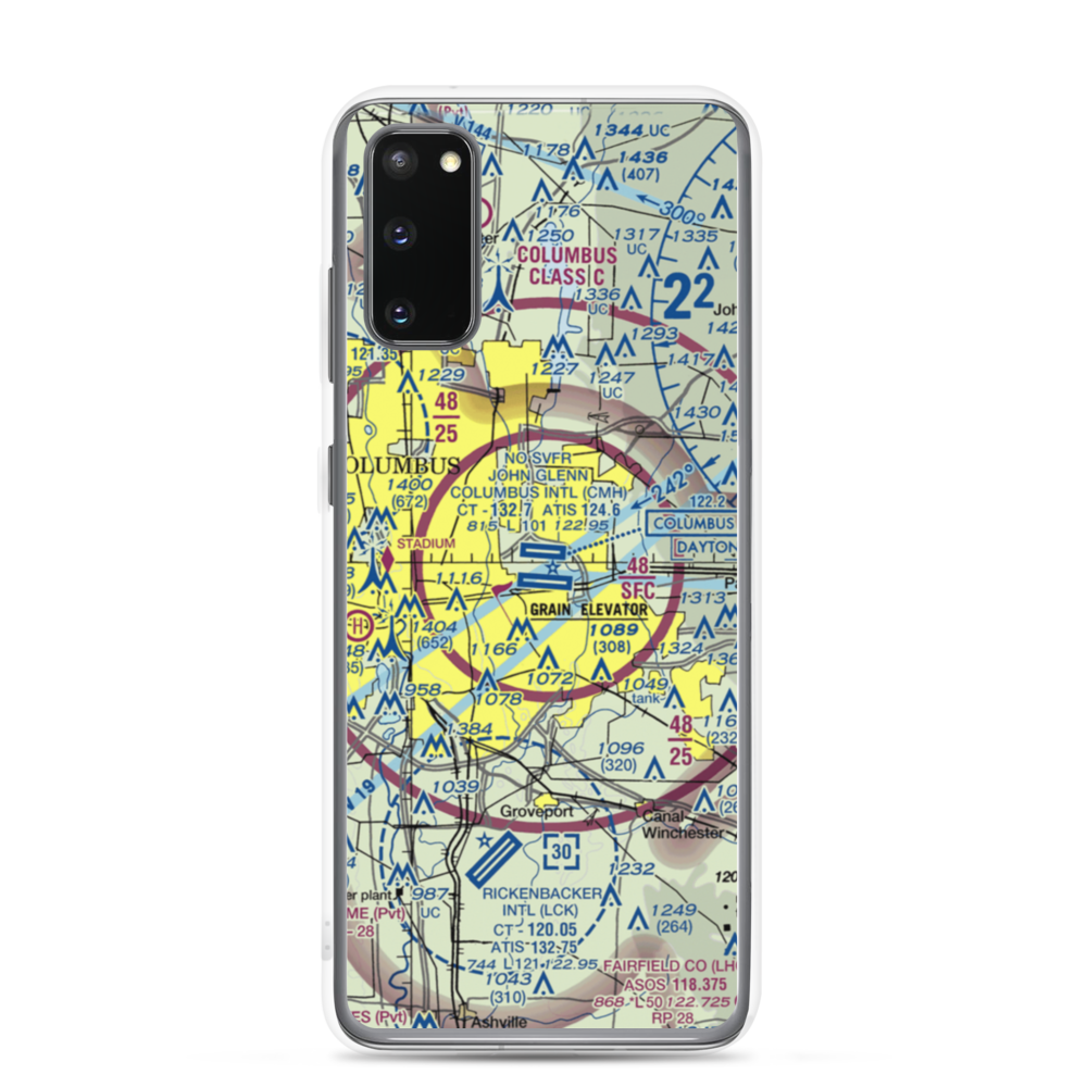 John Glenn Columbus International Airport (CMH) VFR Sectional Samsung Case Samsung Galaxy S20 model shown