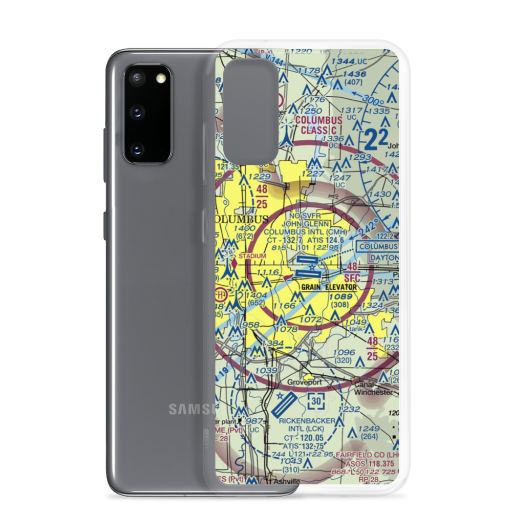 John Glenn Columbus International Airport (CMH) VFR Sectional Samsung Case Samsung Galaxy S20 model shown