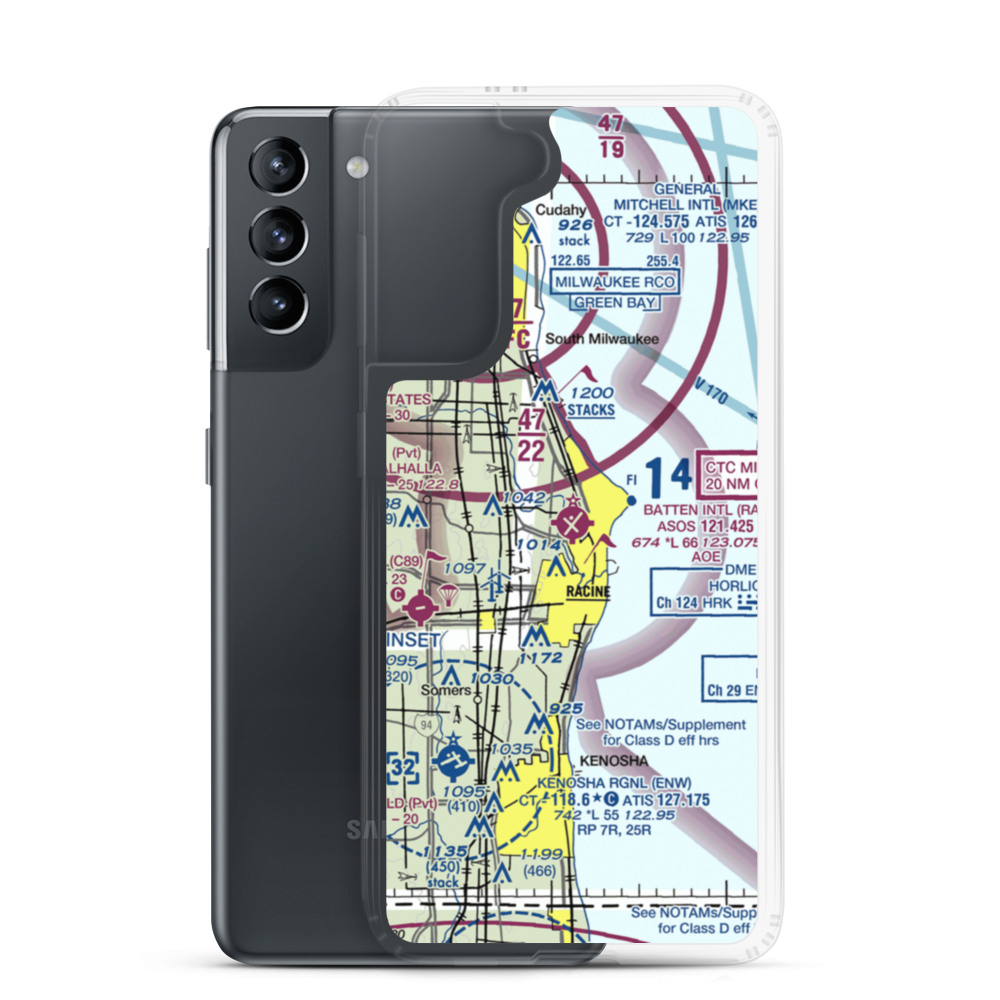 John H Batten Airport (RAC) VFR Sectional Samsung Case Samsung Galaxy S21 model shown