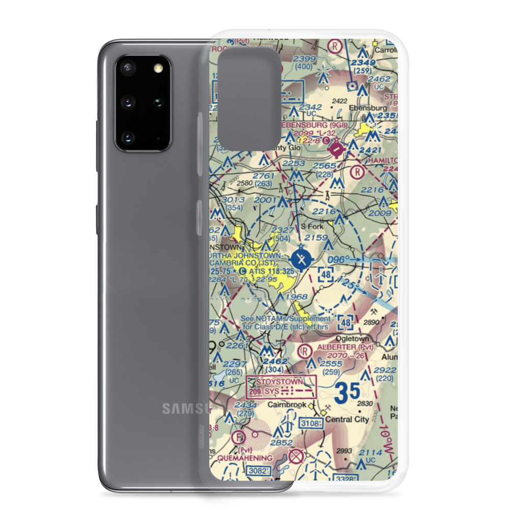 John Murtha Johnstown Cambria County Airport (JST) VFR Sectional Samsung Case Samsung Galaxy S20 Plus model shown