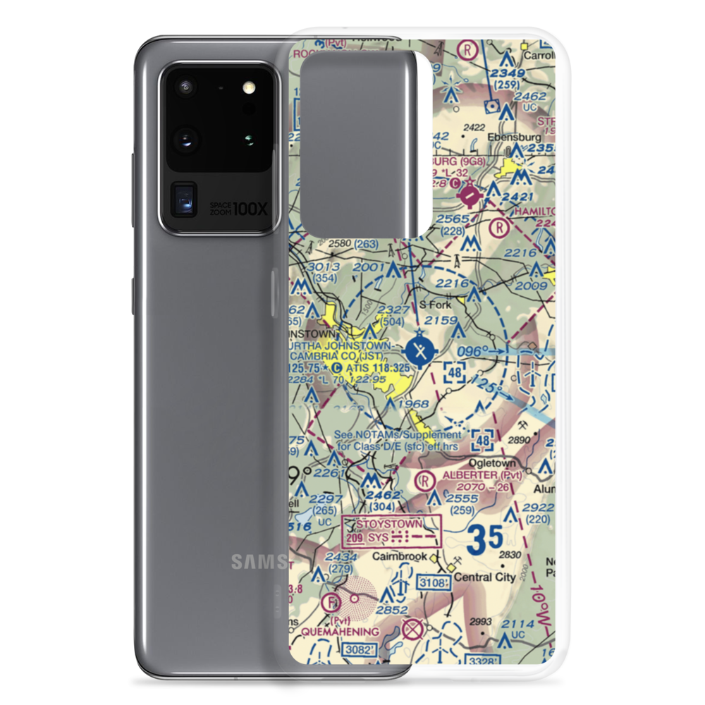 John Murtha Johnstown Cambria County Airport (JST) VFR Sectional Samsung Case Samsung Galaxy S20 Ultra model shown