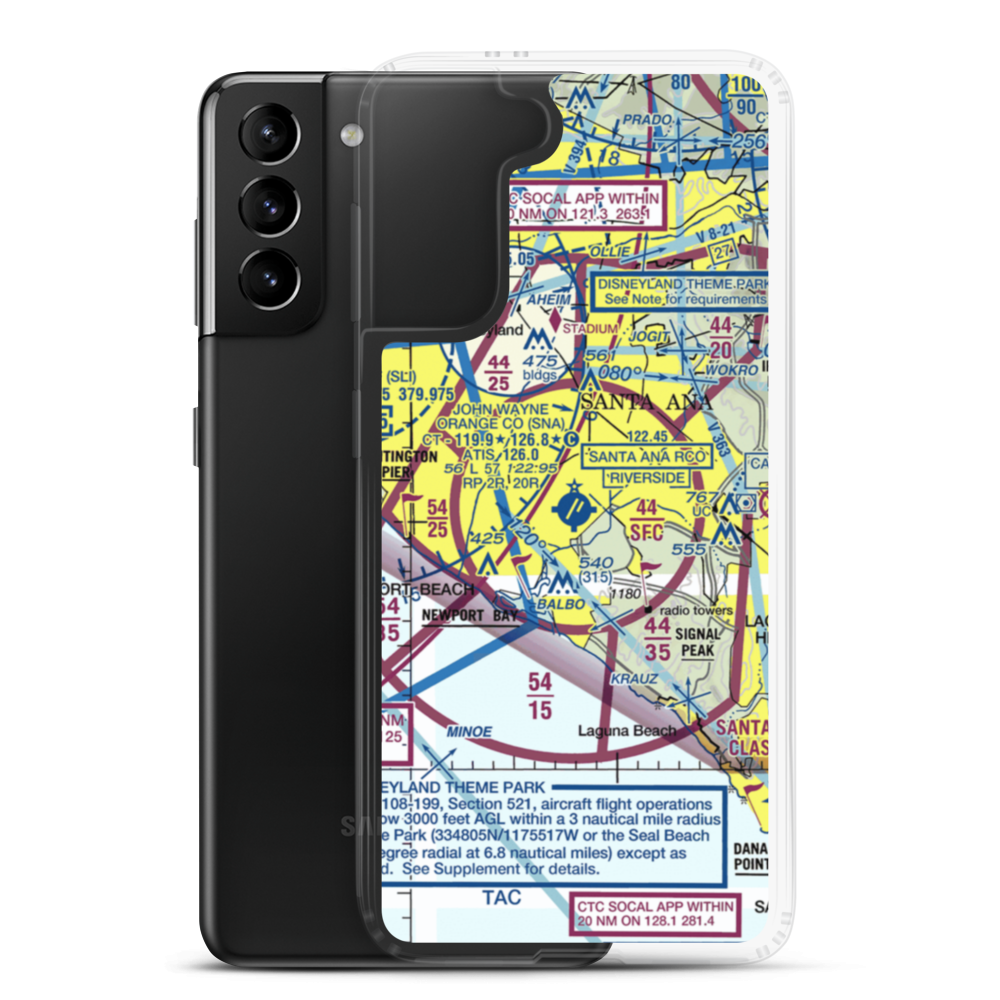 John Wayne Airport-Orange County Airport (SNA) VFR Sectional Samsung Case Samsung Galaxy S21 Plus model shown