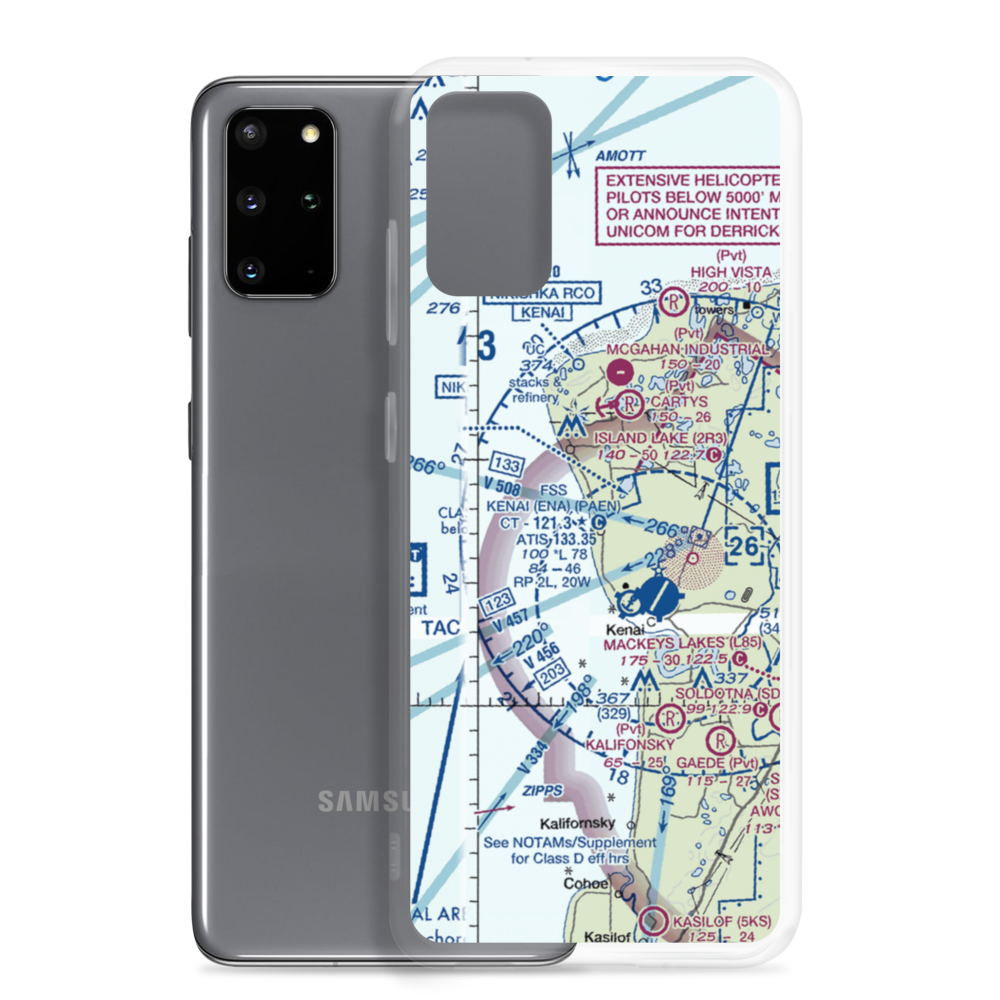 Johnson Airport (3AK4) VFR Sectional Samsung Case Samsung Galaxy S20 Plus model shown