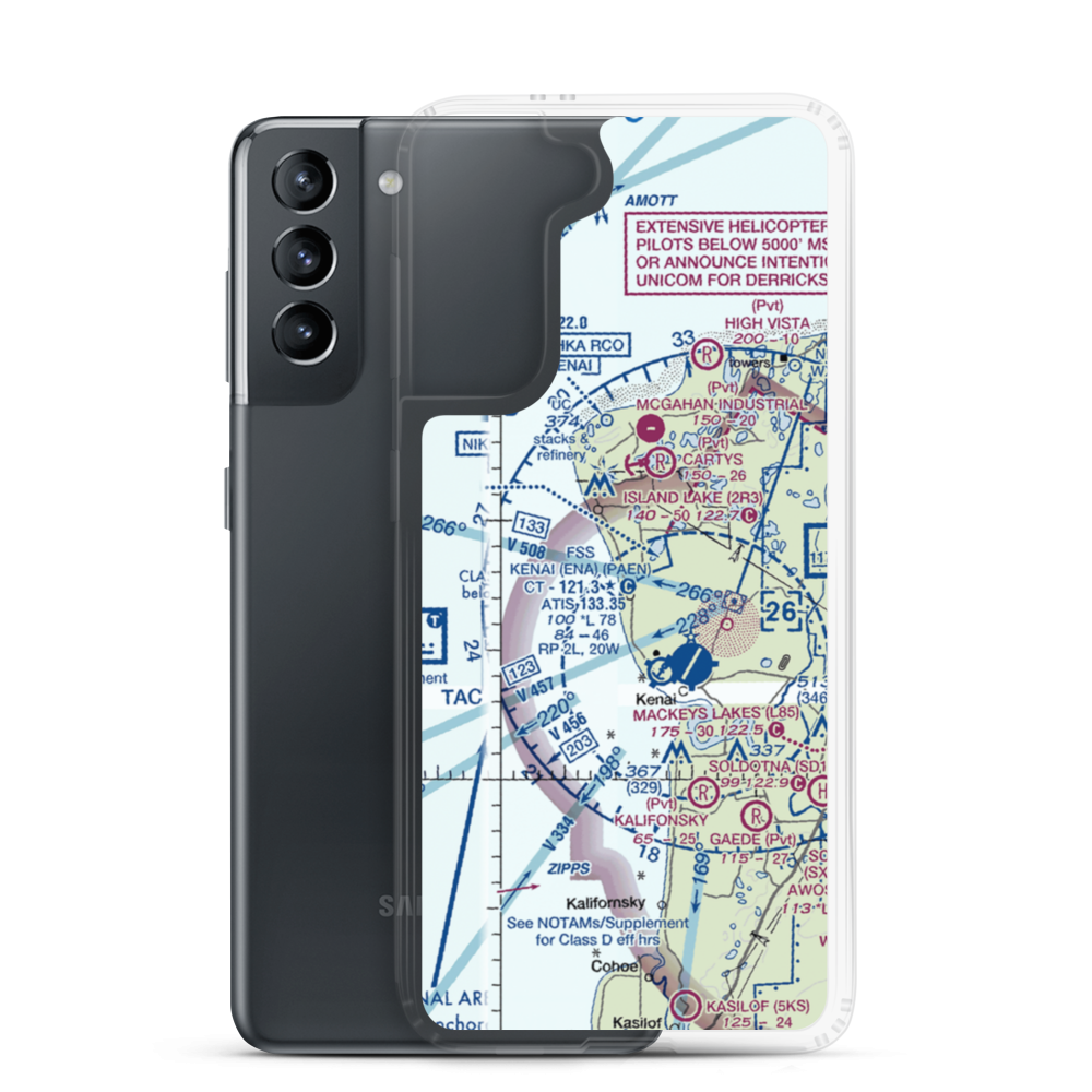 Johnson Airport (3AK4) VFR Sectional Samsung Case Samsung Galaxy S21 model shown