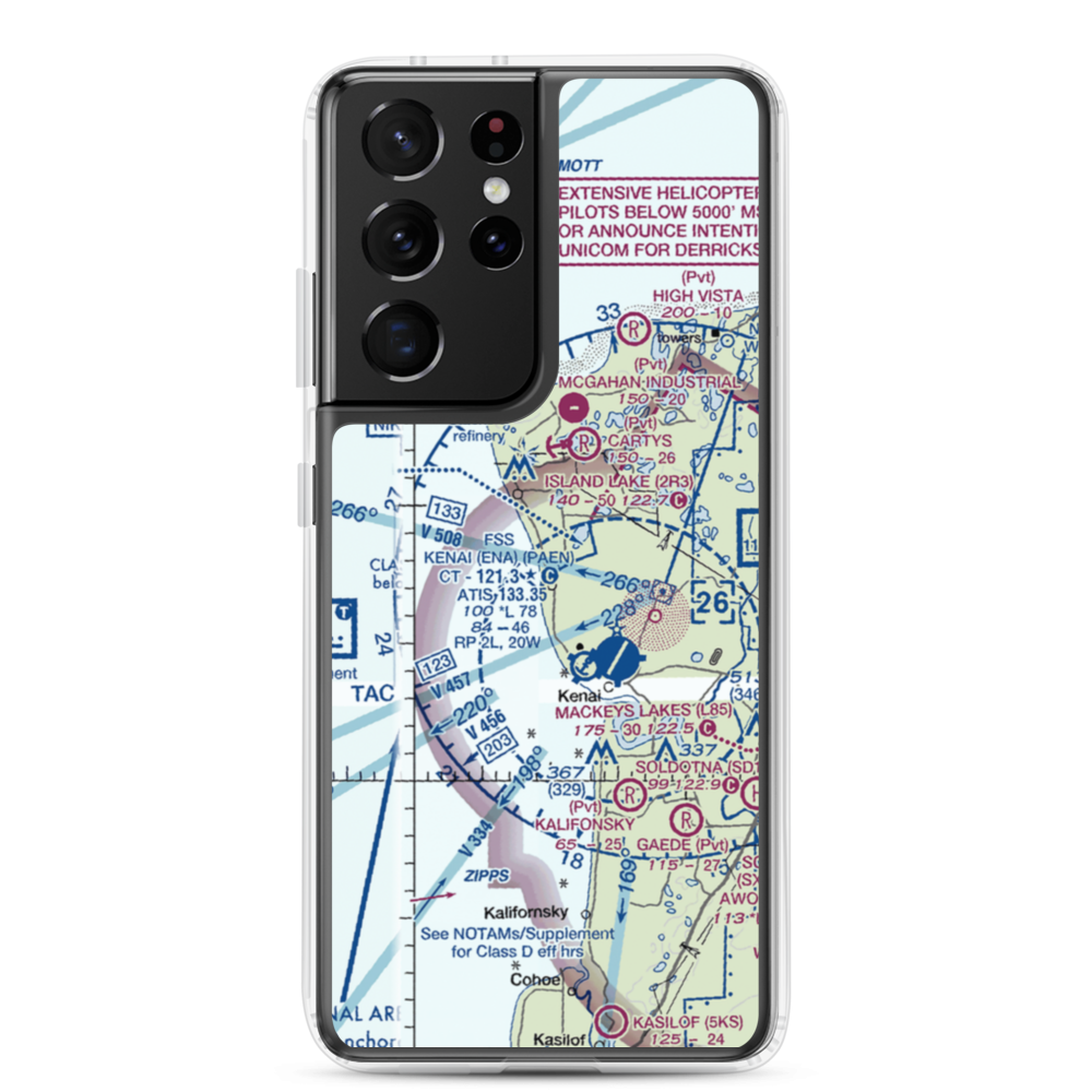 Johnson Airport (3AK4) VFR Sectional Samsung Case Samsung Galaxy S21 Ultra model shown