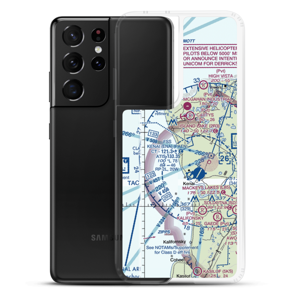 Johnson Airport (3AK4) VFR Sectional Samsung Case Samsung Galaxy S21 Ultra model shown