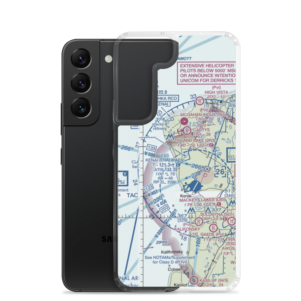 Johnson Airport (3AK4) VFR Sectional Samsung Case Samsung Galaxy S22 model shown