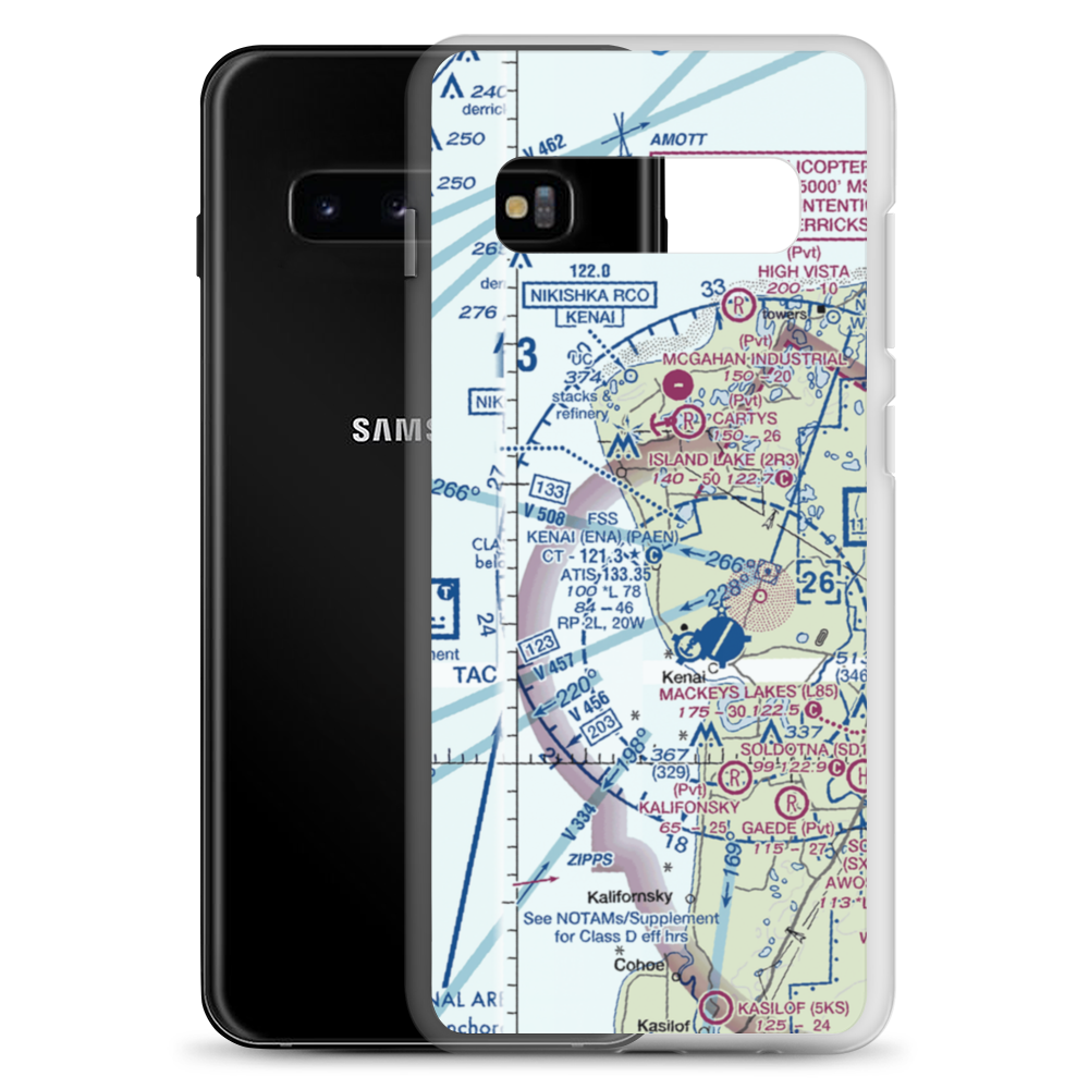 Johnson Airport (3AK4) VFR Sectional Samsung Case Samsung Galaxy S10+ model shown