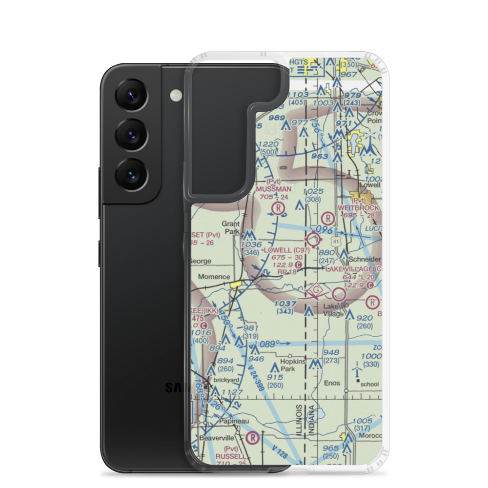 Johnson Airport (90IL) VFR Sectional Samsung Case Samsung Galaxy S22 model shown