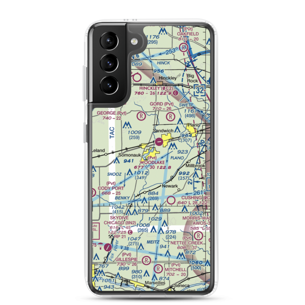 Johnson Airport (IS94) VFR Sectional Samsung Case Samsung Galaxy S21 Plus model shown