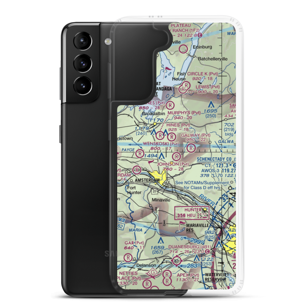 Johnson Airport (NY50) VFR Sectional Samsung Case Samsung Galaxy S21 Plus model shown