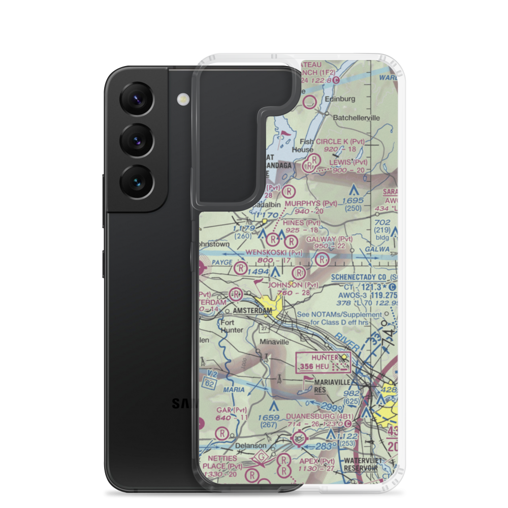 Johnson Airport (NY50) VFR Sectional Samsung Case Samsung Galaxy S22 model shown