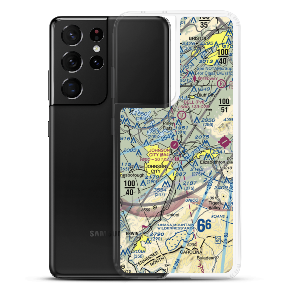 Johnson City Stolport Airport (0A4) VFR Sectional Samsung Case Samsung Galaxy S21 Ultra model shown