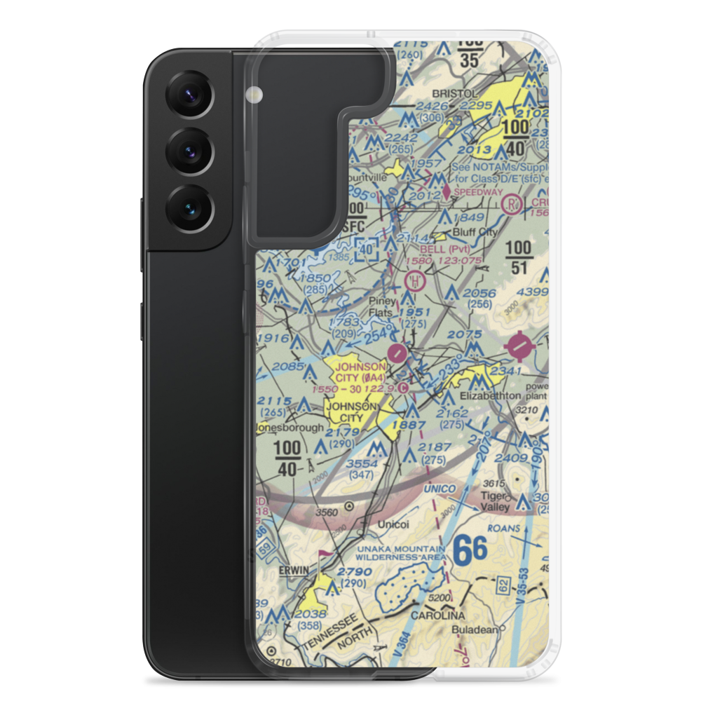 Johnson City Stolport Airport (0A4) VFR Sectional Samsung Case Samsung Galaxy S22 Plus model shown