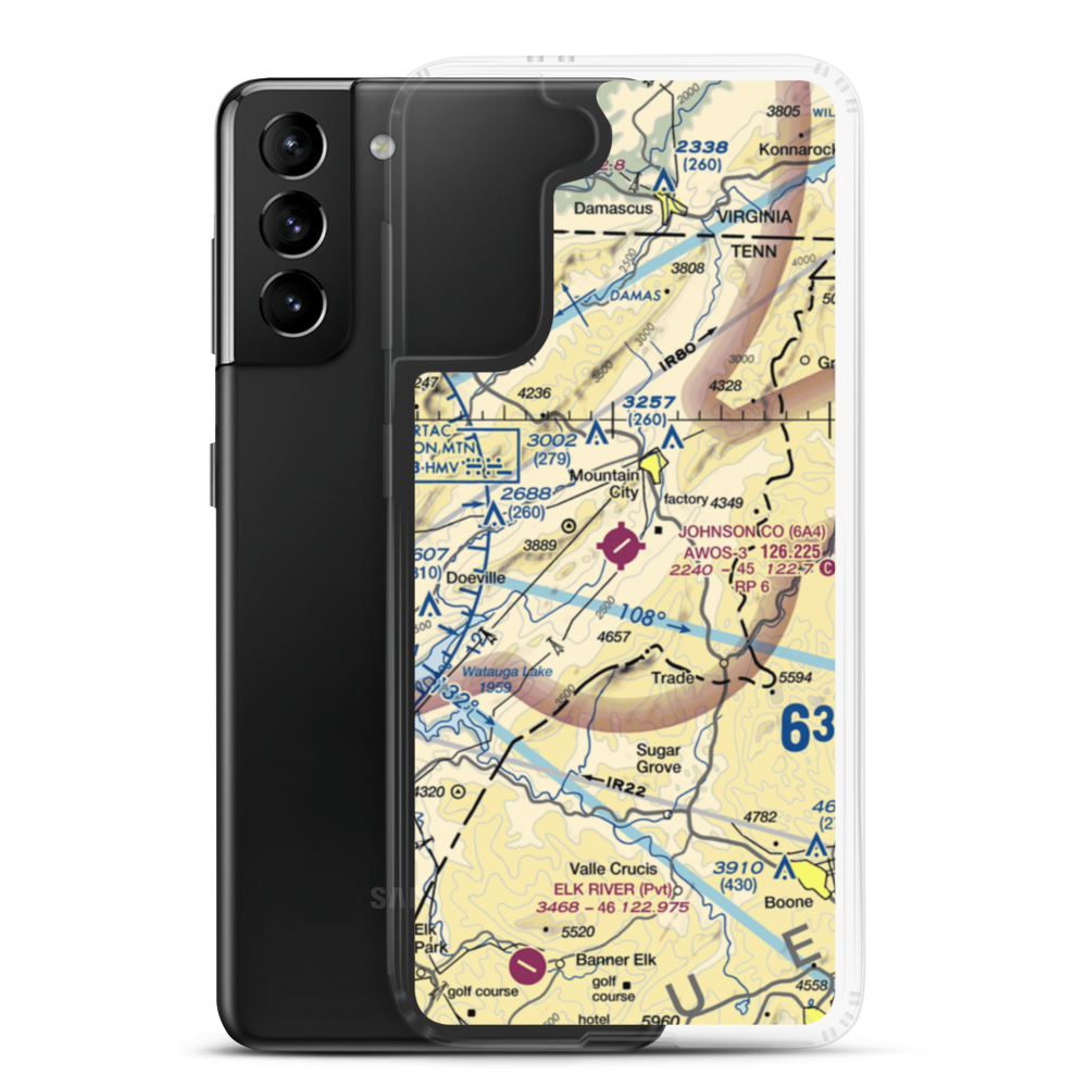 Johnson County Airport (6A4) VFR Sectional Samsung Case Samsung Galaxy S21 Plus model shown