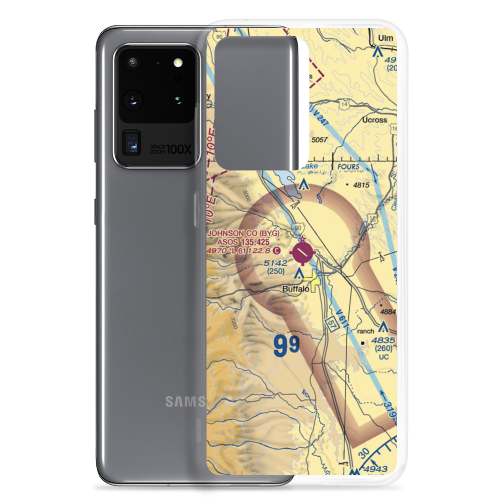 Johnson County Airport (BYG) VFR Sectional Samsung Case Samsung Galaxy S20 Ultra model shown