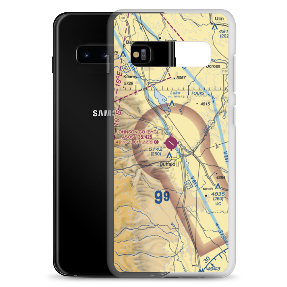 Johnson County Airport (BYG) VFR Sectional Samsung Case Samsung Galaxy S10+ model shown