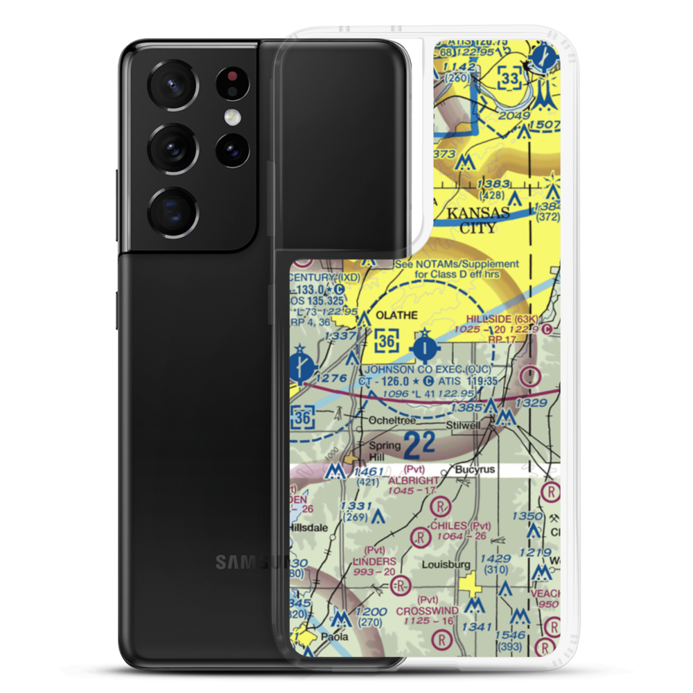 Johnson County Executive Airport (OJC) VFR Sectional Samsung Case Samsung Galaxy S21 Ultra model shown