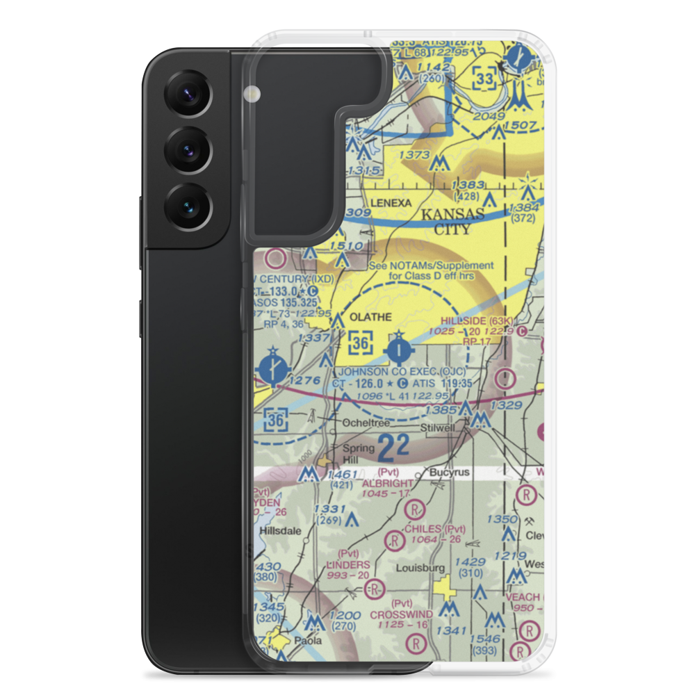 Johnson County Executive Airport (OJC) VFR Sectional Samsung Case Samsung Galaxy S22 Plus model shown