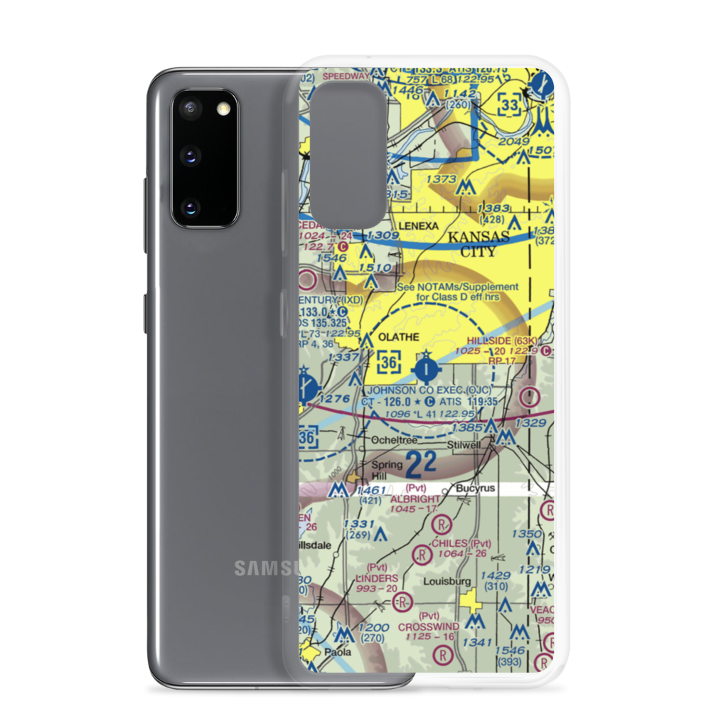 Johnson County Executive Airport (OJC) VFR Sectional Samsung Case Samsung Galaxy S20 model shown