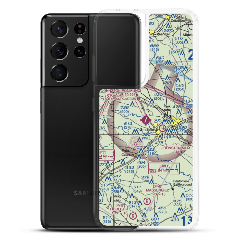 Johnston County Airport (JNX) VFR Sectional Samsung Case Samsung Galaxy S21 Ultra model shown