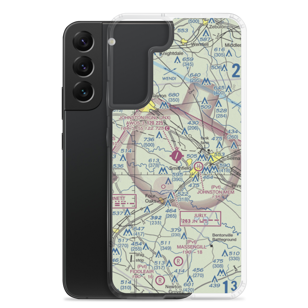 Johnston County Airport (JNX) VFR Sectional Samsung Case Samsung Galaxy S22 Plus model shown