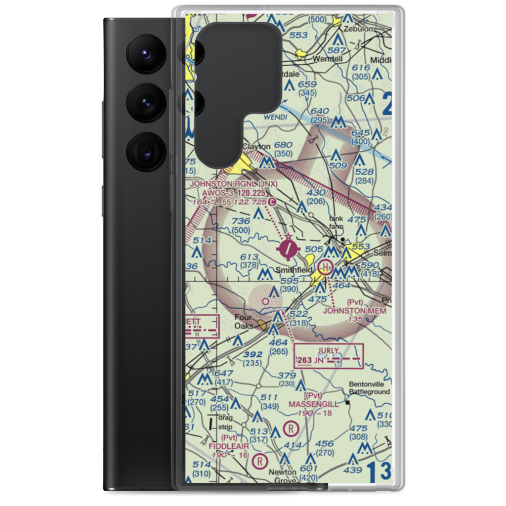 Johnston County Airport (JNX) VFR Sectional Samsung Case Samsung Galaxy S22 Ultra model shown