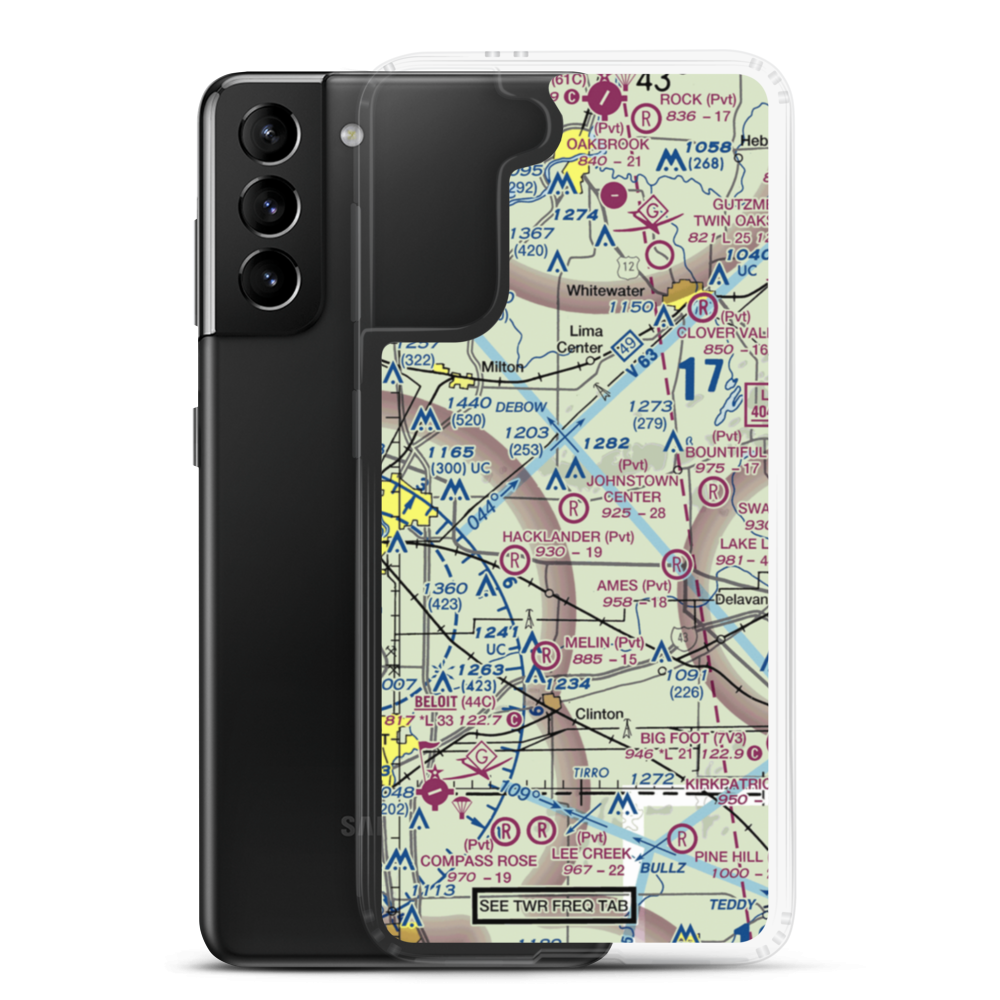 Johnstown Center Airport (WI84) VFR Sectional Samsung Case Samsung Galaxy S21 Plus model shown