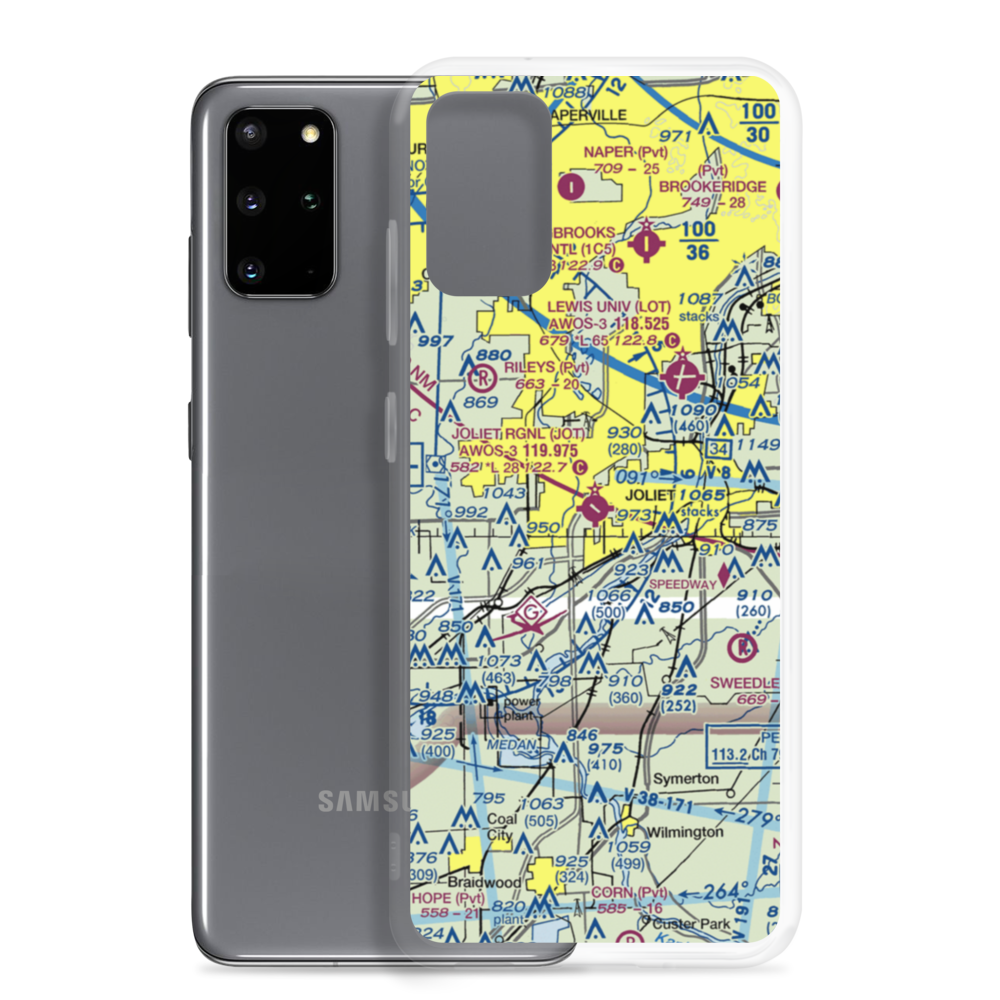 Joliet Regional Airport (JOT) VFR Sectional Samsung Case Samsung Galaxy S20 Plus model shown