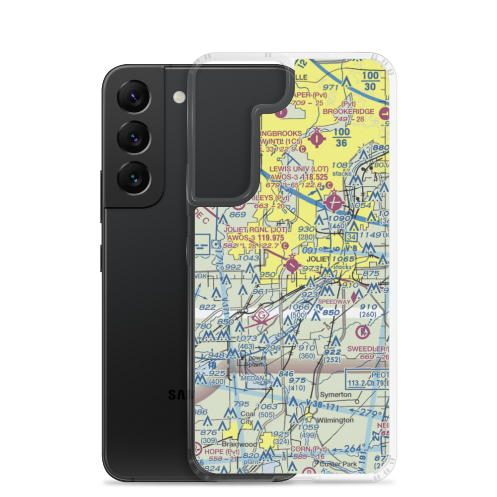 Joliet Regional Airport (JOT) VFR Sectional Samsung Case Samsung Galaxy S22 model shown