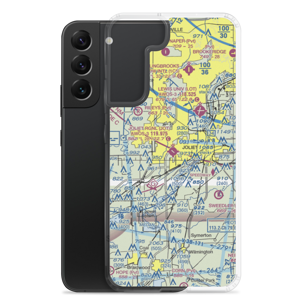 Joliet Regional Airport (JOT) VFR Sectional Samsung Case Samsung Galaxy S22 Plus model shown