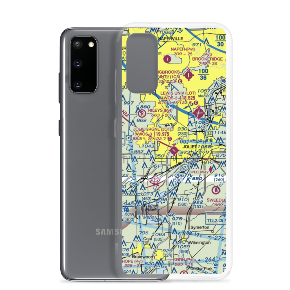 Joliet Regional Airport (JOT) VFR Sectional Samsung Case Samsung Galaxy S20 model shown