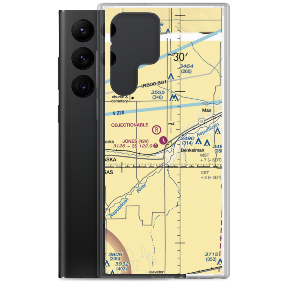 Jones Airport (42V) VFR Sectional Samsung Case Samsung Galaxy S22 Ultra model shown