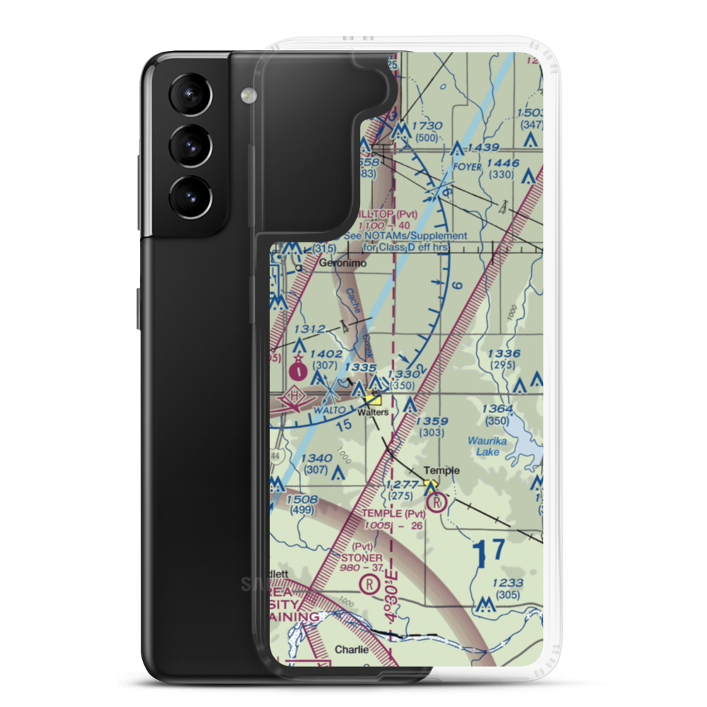 Jones Farm Field (OK12) VFR Sectional Samsung Case Samsung Galaxy S21 Plus model shown