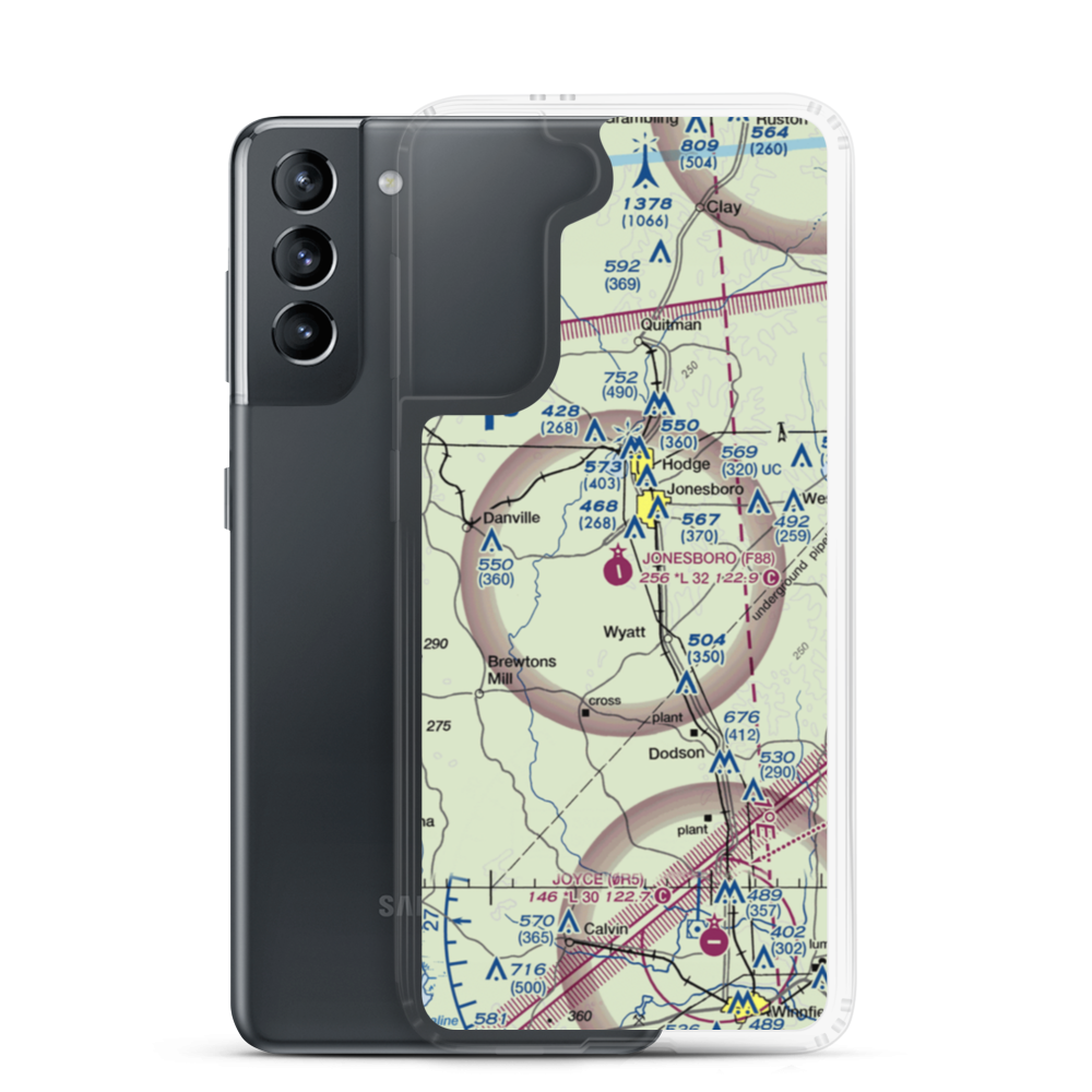 Jonesboro Airport (F88) VFR Sectional Samsung Case Samsung Galaxy S21 model shown