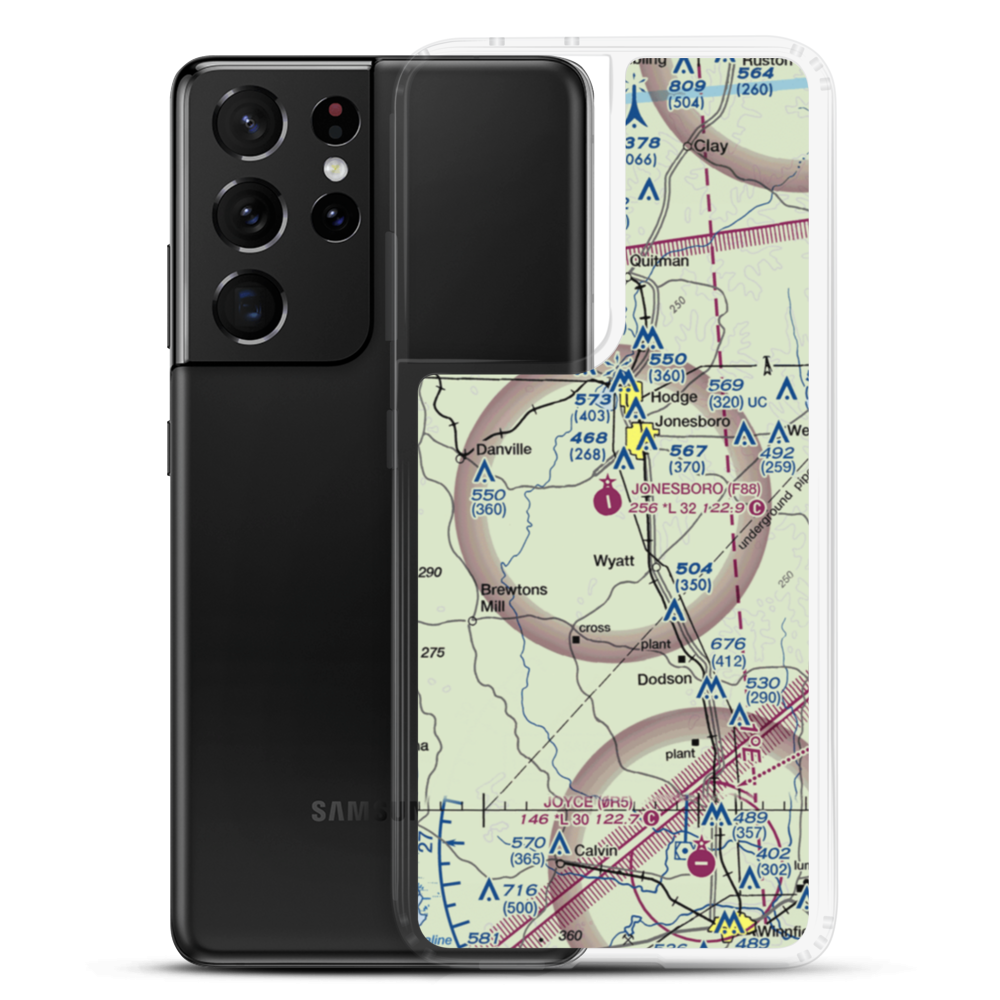 Jonesboro Airport (F88) VFR Sectional Samsung Case Samsung Galaxy S21 Ultra model shown
