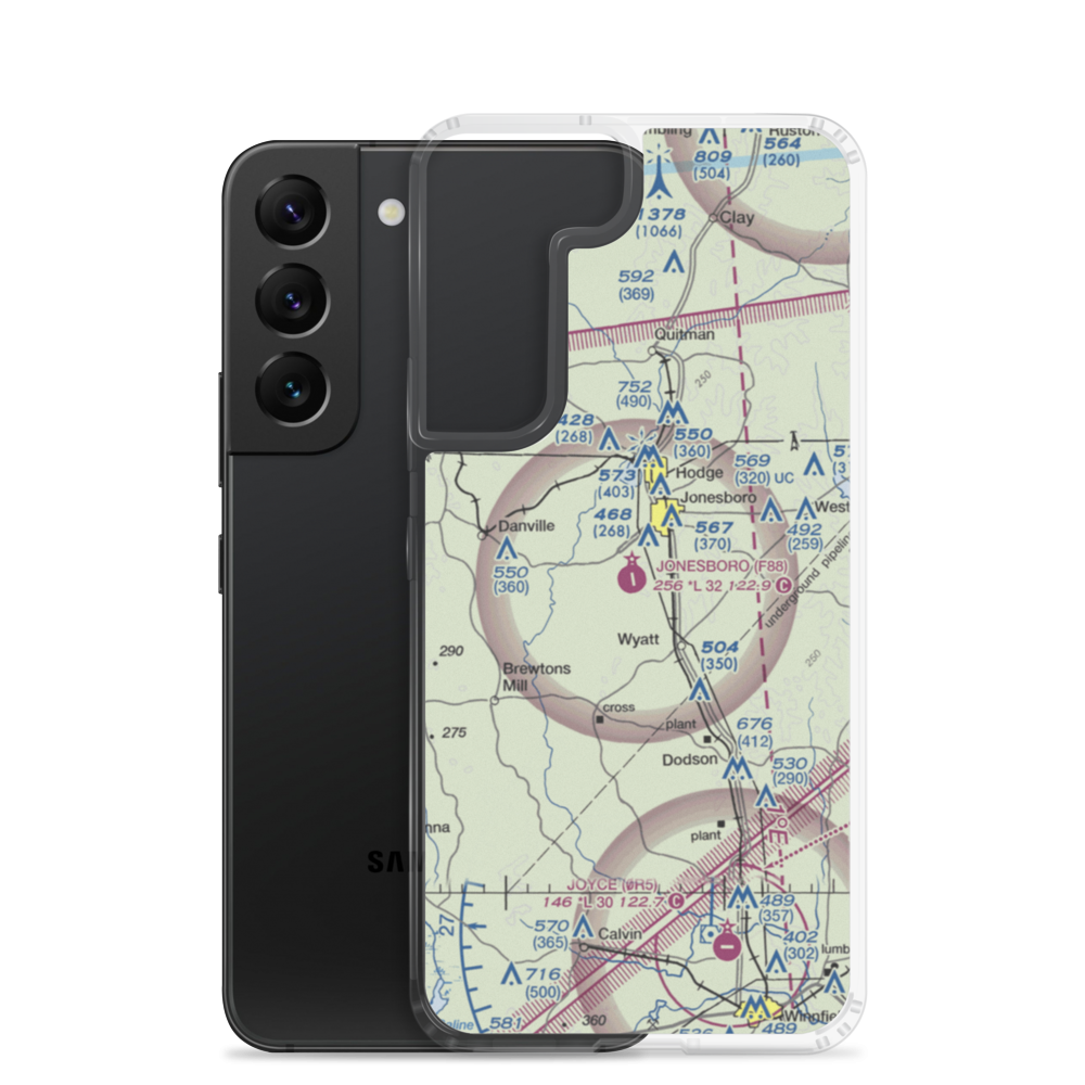 Jonesboro Airport (F88) VFR Sectional Samsung Case Samsung Galaxy S22 model shown