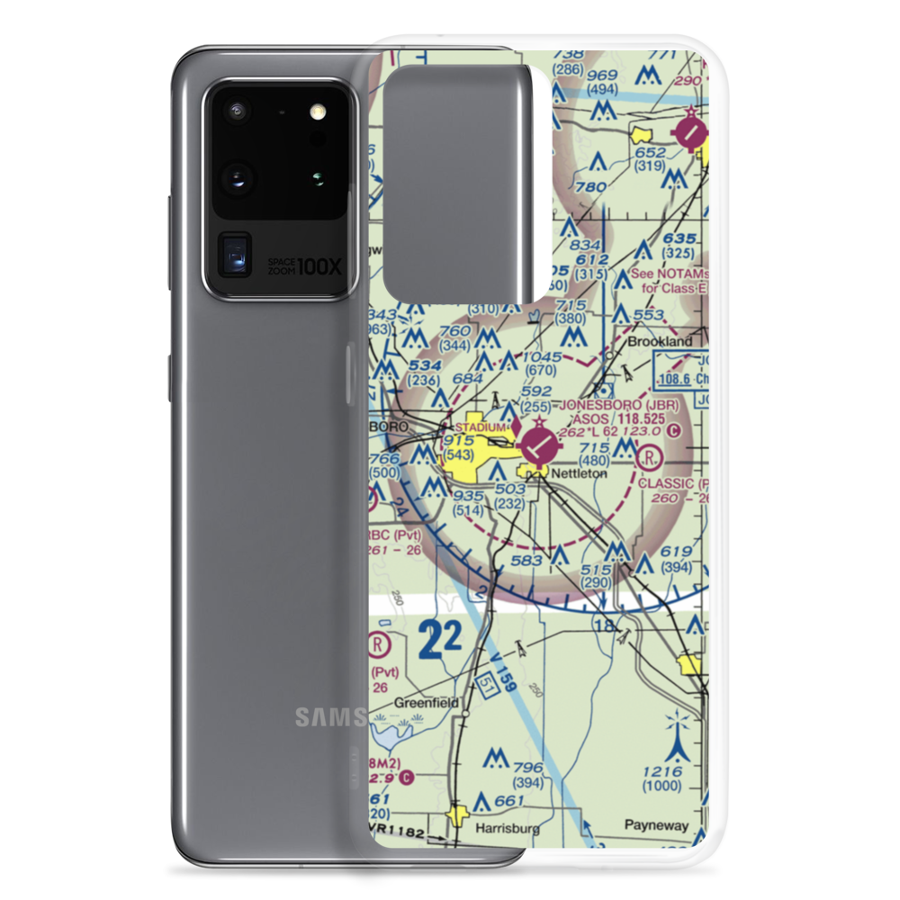 Jonesboro Municipal Airport (JBR) VFR Sectional Samsung Case Samsung Galaxy S20 Ultra model shown
