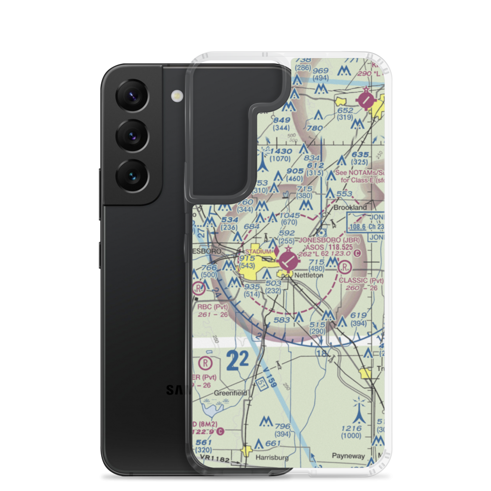 Jonesboro Municipal Airport (JBR) VFR Sectional Samsung Case Samsung Galaxy S22 model shown